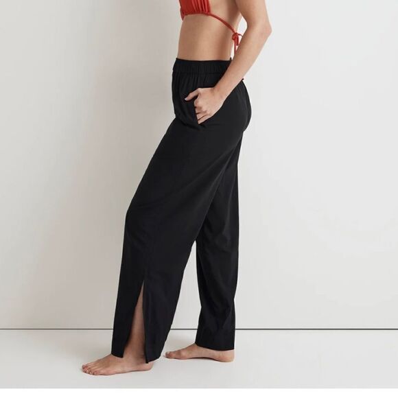 Madewell Drawstring Wide-Leg Pants True Black Women Size S - Picture 3 of 16